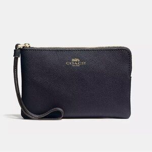 NWT Coach Midnight Blue Corner Zip Wristlet w/Gold Hardware *No Callouts*